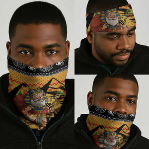 Egypt Christmas Neck Gaiter Pharaoh Santa Pyramids Eye of Horus and Ancient Egyptian - African Pride