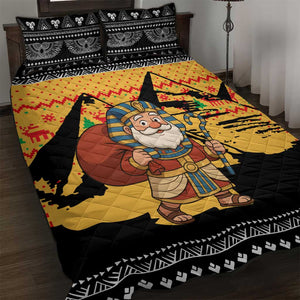 Egypt Christmas Quilt Bed Set Pharaoh Santa Pyramids Eye of Horus and Ancient Egyptian - African Pride