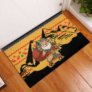 Egypt Christmas Rubber Doormat Pharaoh Santa Pyramids Eye of Horus and Ancient Egyptian - African Pride