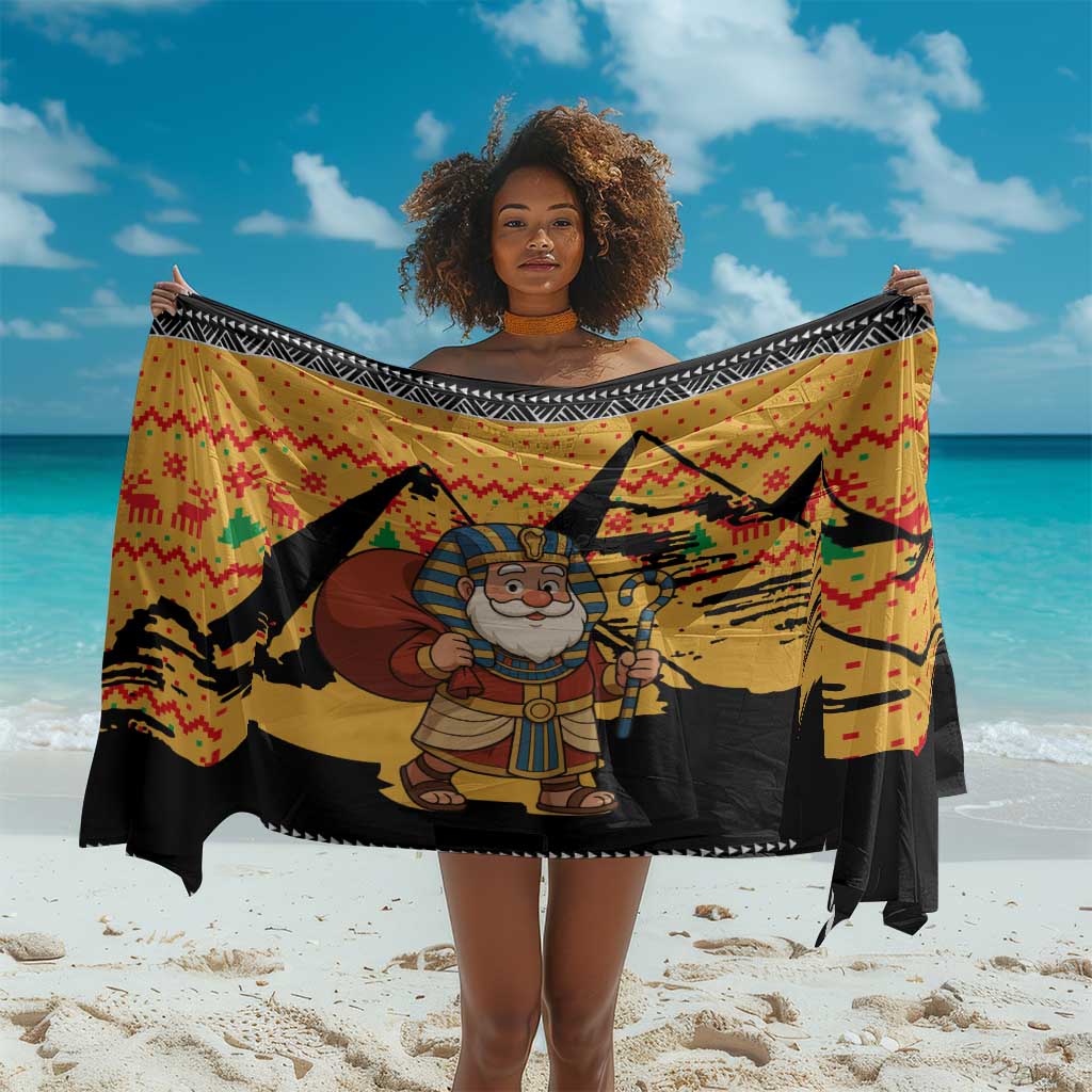 Egypt Christmas Sarong Pharaoh Santa Pyramids Eye of Horus and Ancient Egyptian - African Pride