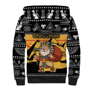 Egypt Christmas Sherpa Hoodie Pharaoh Santa Pyramids Eye of Horus and Ancient Egyptian - African Pride
