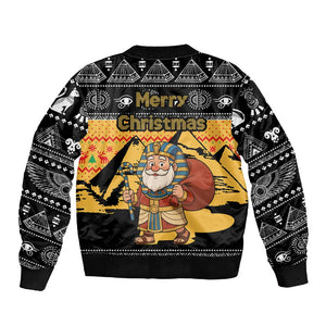 Egypt Christmas Sleeve Zip Bomber Jacket Pharaoh Santa Pyramids Eye of Horus and Ancient Egyptian - African Pride