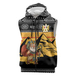 Egypt Christmas Sleeveless Zip Hoodie Pharaoh Santa Pyramids Eye of Horus and Ancient Egyptian - African Pride