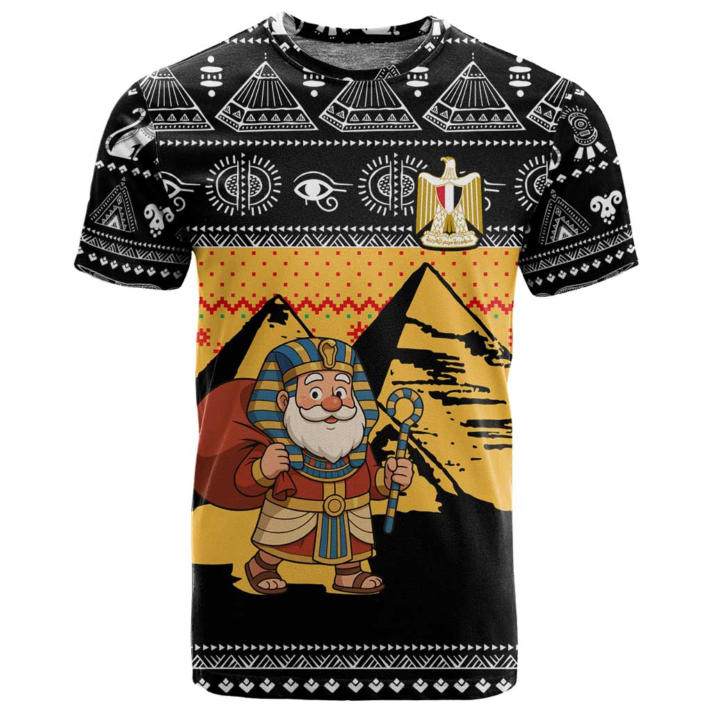 Egypt Christmas T shirt Pharaoh Santa Pyramids Eye of Horus and Ancient Egyptian - African Pride