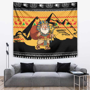 Egypt Christmas Tapestry Pharaoh Santa Pyramids Eye of Horus and Ancient Egyptian - African Pride