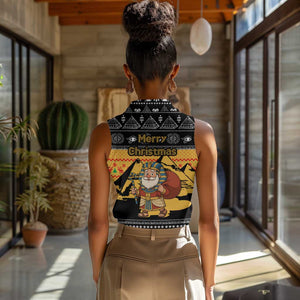Egypt Christmas Women Sleeveless Polo Shirt Pharaoh Santa Pyramids Eye of Horus and Ancient Egyptian - African Pride