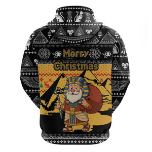 Egypt Christmas Zip Hoodie Pharaoh Santa Pyramids Eye of Horus and Ancient Egyptian - African Pride