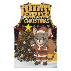 Egypt Christmas Basketball Jersey Santa Cat Sleigh Reindeer Christmas Tree and Ancient Hieroglyphic TS04