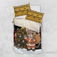 Egypt Christmas Bedding Set Santa Cat Sleigh Reindeer Christmas Tree and Ancient Hieroglyphic - African Pride