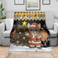 Egypt Christmas Blanket Santa Cat Sleigh Reindeer Christmas Tree and Ancient Hieroglyphic - African Pride