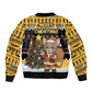 Egypt Christmas Bomber Jacket Santa Cat Sleigh Reindeer Christmas Tree and Ancient Hieroglyphic - African Pride