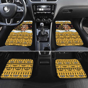 Egypt Christmas Car Mats Santa Cat Sleigh Reindeer Christmas Tree and Ancient Hieroglyphic - African Pride
