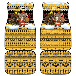 Egypt Christmas Car Mats Santa Cat Sleigh Reindeer Christmas Tree and Ancient Hieroglyphic - African Pride