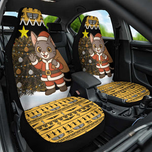 Egypt Christmas Car Seat Cover Santa Cat Sleigh Reindeer Christmas Tree and Ancient Hieroglyphic - African Pride