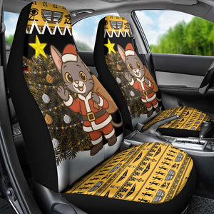 Egypt Christmas Car Seat Cover Santa Cat Sleigh Reindeer Christmas Tree and Ancient Hieroglyphic - African Pride