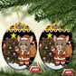 Egypt Christmas Ceramic Ornament Santa Cat Sleigh Reindeer Christmas Tree and Ancient Hieroglyphic - African Pride