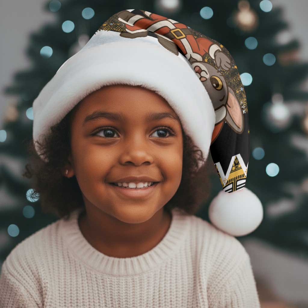 Egypt Christmas Santa Hat Santa Cat Sleigh Reindeer Christmas Tree and Ancient Hieroglyphic - African Pride