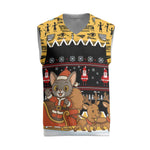 Egypt Christmas Knitted V-Neck Vest Santa Cat Sleigh Reindeer Christmas Tree and Ancient Hieroglyphic - African Pride