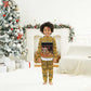 Egypt Christmas Pajama Set Santa Cat Sleigh Reindeer Christmas Tree and Ancient Hieroglyphic - African Pride