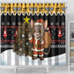 Egypt Christmas Shower Curtain Santa Cat Sleigh Reindeer Christmas Tree and Ancient Hieroglyphic - African Pride