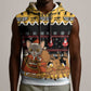 Egypt Christmas Sleeveless Hoodie Santa Cat Sleigh Reindeer Christmas Tree and Ancient Hieroglyphic - African Pride