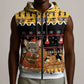 Egypt Christmas Sleeveless Zip Hoodie Santa Cat Sleigh Reindeer Christmas Tree and Ancient Hieroglyphic - African Pride