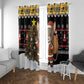 Egypt Christmas Window Curtain Santa Cat Sleigh Reindeer Christmas Tree and Ancient Hieroglyphic - African Pride
