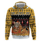 Egypt Christmas Zip Hoodie Santa Cat Sleigh Reindeer Christmas Tree and Ancient Hieroglyphic - African Pride