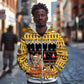 Egypt Christmas Zip Hoodie Santa Cat Sleigh Reindeer Christmas Tree and Ancient Hieroglyphic - African Pride