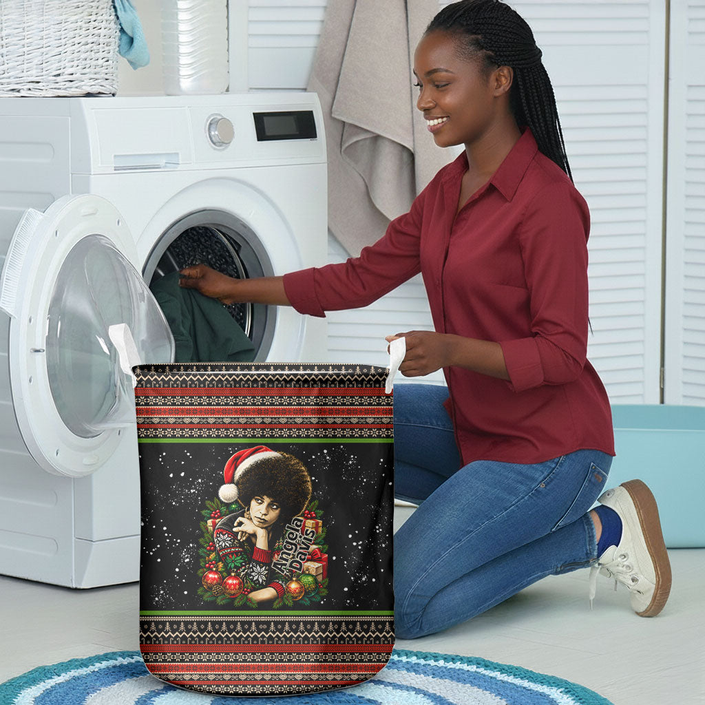 Angela Davis Merry Christmas Laundry Basket Ugly Christmas Pattern Civil Rights Black History