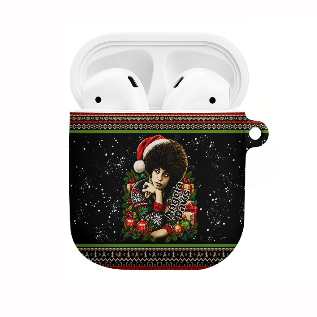 Angela Davis Merry Christmas AirPods Case Ugly Christmas Pattern Civil Rights Black History