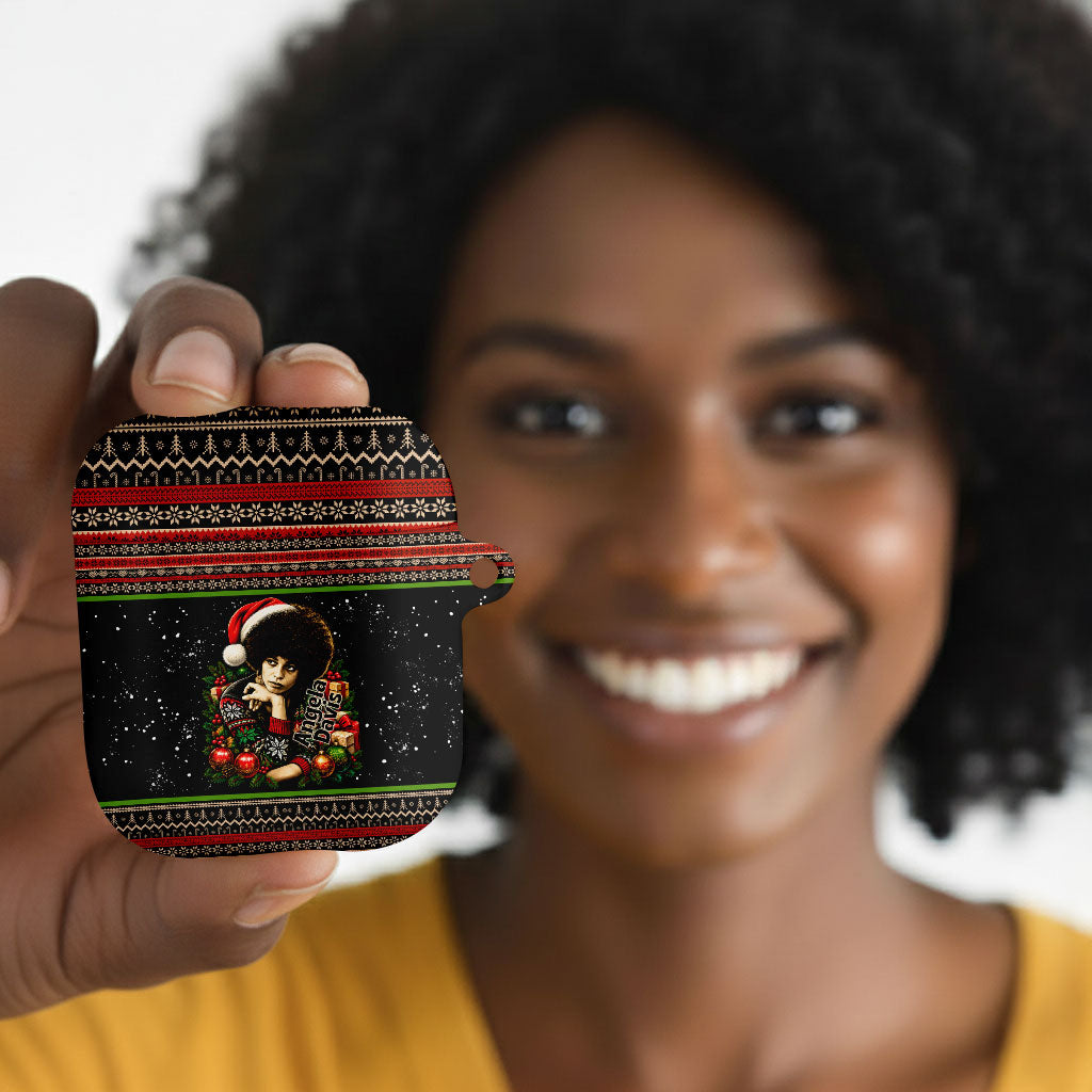 Angela Davis Merry Christmas AirPods Case Ugly Christmas Pattern Civil Rights Black History