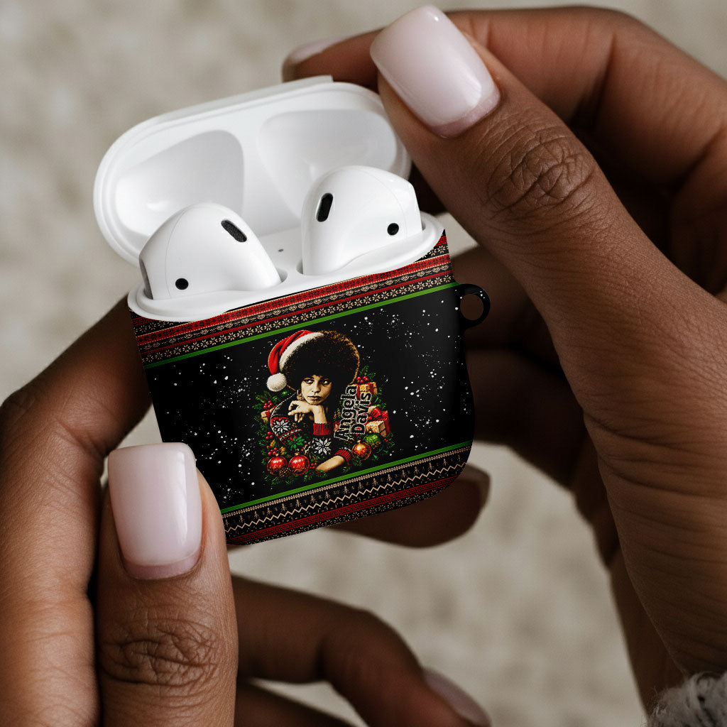 Angela Davis Merry Christmas AirPods Case Ugly Christmas Pattern Civil Rights Black History