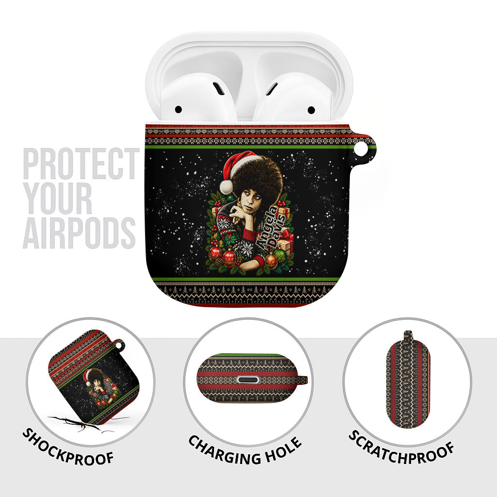 Angela Davis Merry Christmas AirPods Case Ugly Christmas Pattern Civil Rights Black History