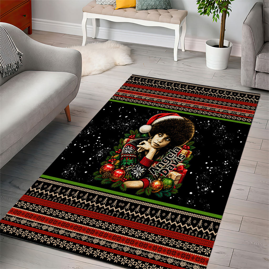 Angela Davis Merry Christmas Area Rug Ugly Christmas Pattern Civil Rights Black History