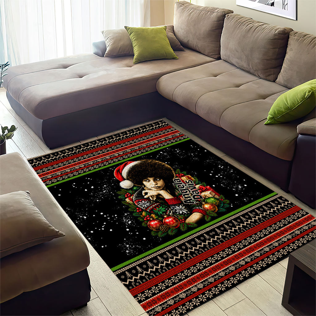 Angela Davis Merry Christmas Area Rug Ugly Christmas Pattern Civil Rights Black History