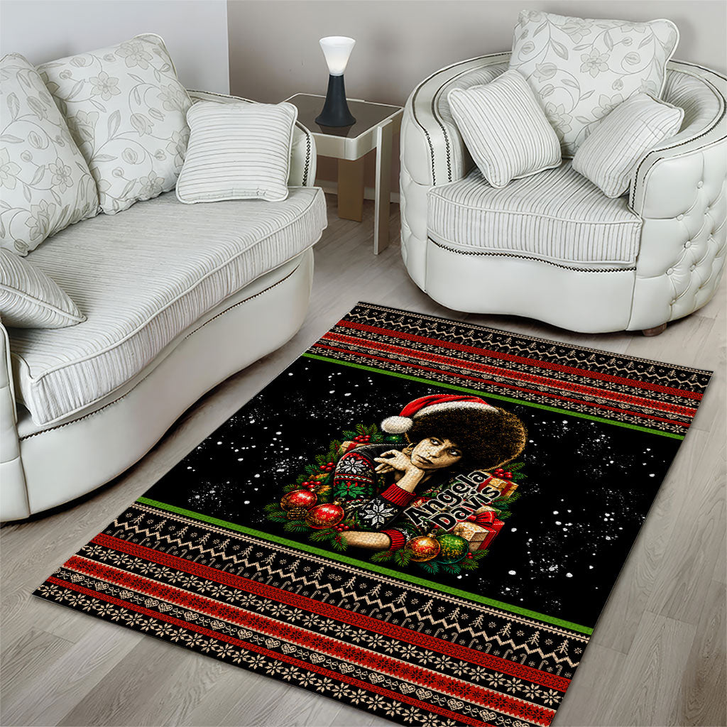 Angela Davis Merry Christmas Area Rug Ugly Christmas Pattern Civil Rights Black History
