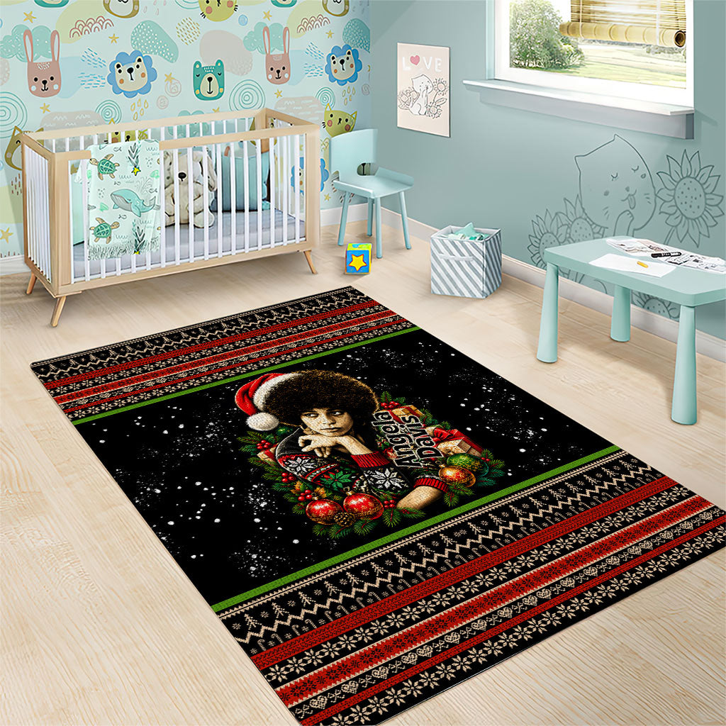 Angela Davis Merry Christmas Area Rug Ugly Christmas Pattern Civil Rights Black History
