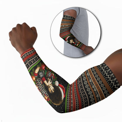 Angela Davis Merry Christmas Arm Sleeves Ugly Christmas Pattern Civil Rights Black History
