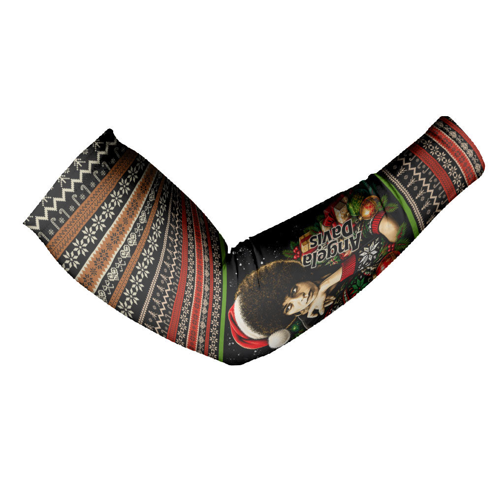 Angela Davis Merry Christmas Arm Sleeves Ugly Christmas Pattern Civil Rights Black History