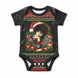 Angela Davis Merry Christmas Baby Onesie Ugly Christmas Pattern Civil Rights Black History