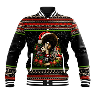 Angela Davis Merry Christmas Baseball Jacket Ugly Christmas Pattern Civil Rights Black History