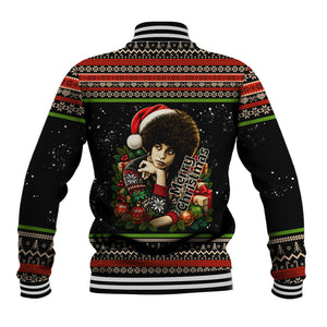 Angela Davis Merry Christmas Baseball Jacket Ugly Christmas Pattern Civil Rights Black History