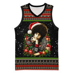 Angela Davis Merry Christmas Basketball Jersey Ugly Christmas Pattern Civil Rights Black History