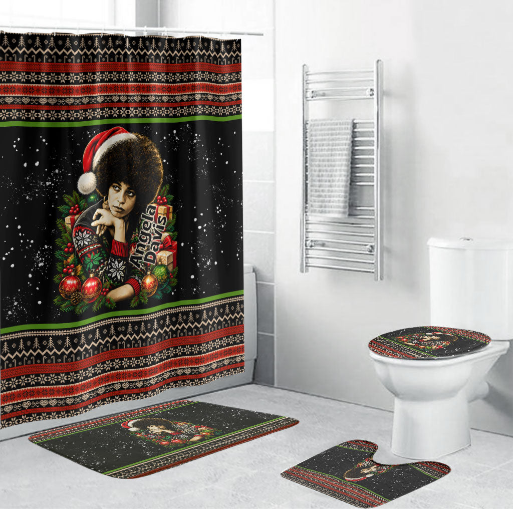 Angela Davis Merry Christmas Bathroom Set Ugly Christmas Pattern Civil Rights Black History