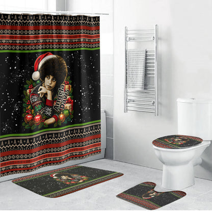 Angela Davis Merry Christmas Bathroom Set Ugly Christmas Pattern Civil Rights Black History