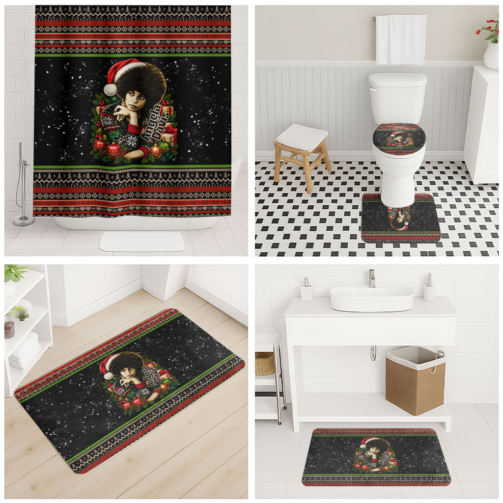 Angela Davis Merry Christmas Bathroom Set Ugly Christmas Pattern Civil Rights Black History