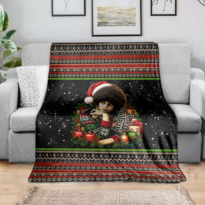 Angela Davis Merry Christmas Blanket Ugly Christmas Pattern Civil Rights Black History