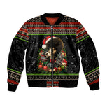 Angela Davis Merry Christmas Bomber Jacket Ugly Christmas Pattern Civil Rights Black History