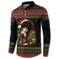 Angela Davis Merry Christmas Button Sweatshirt Ugly Christmas Pattern Civil Rights Black History